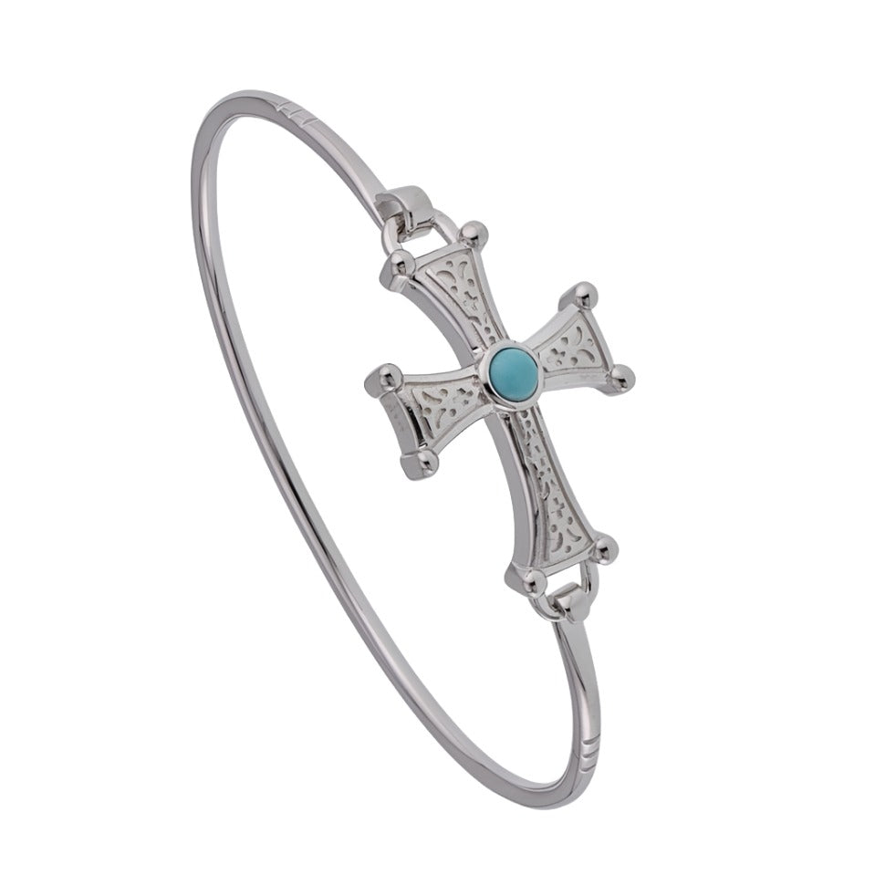 B5006r Cross Rhodium Bracelet - Selah925.com