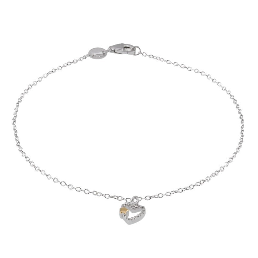 B5016 Heart Rhodium Bracelet - Selah925.com