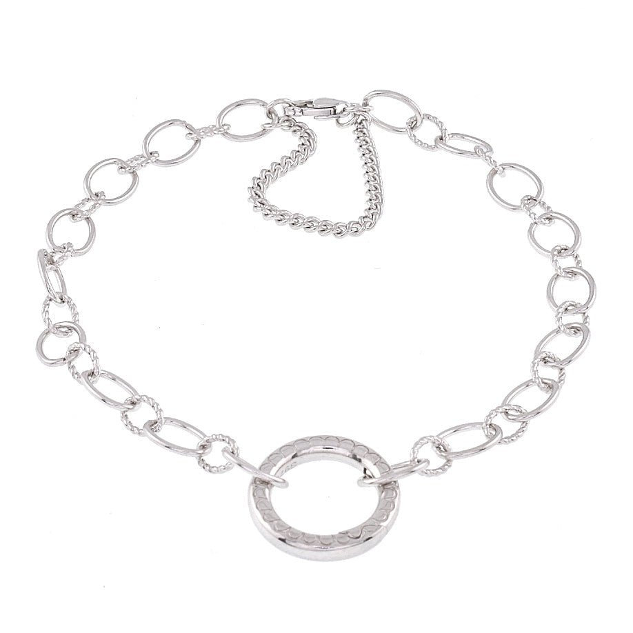 B5021r Rhodium Circle Bracelet - Selah925.com