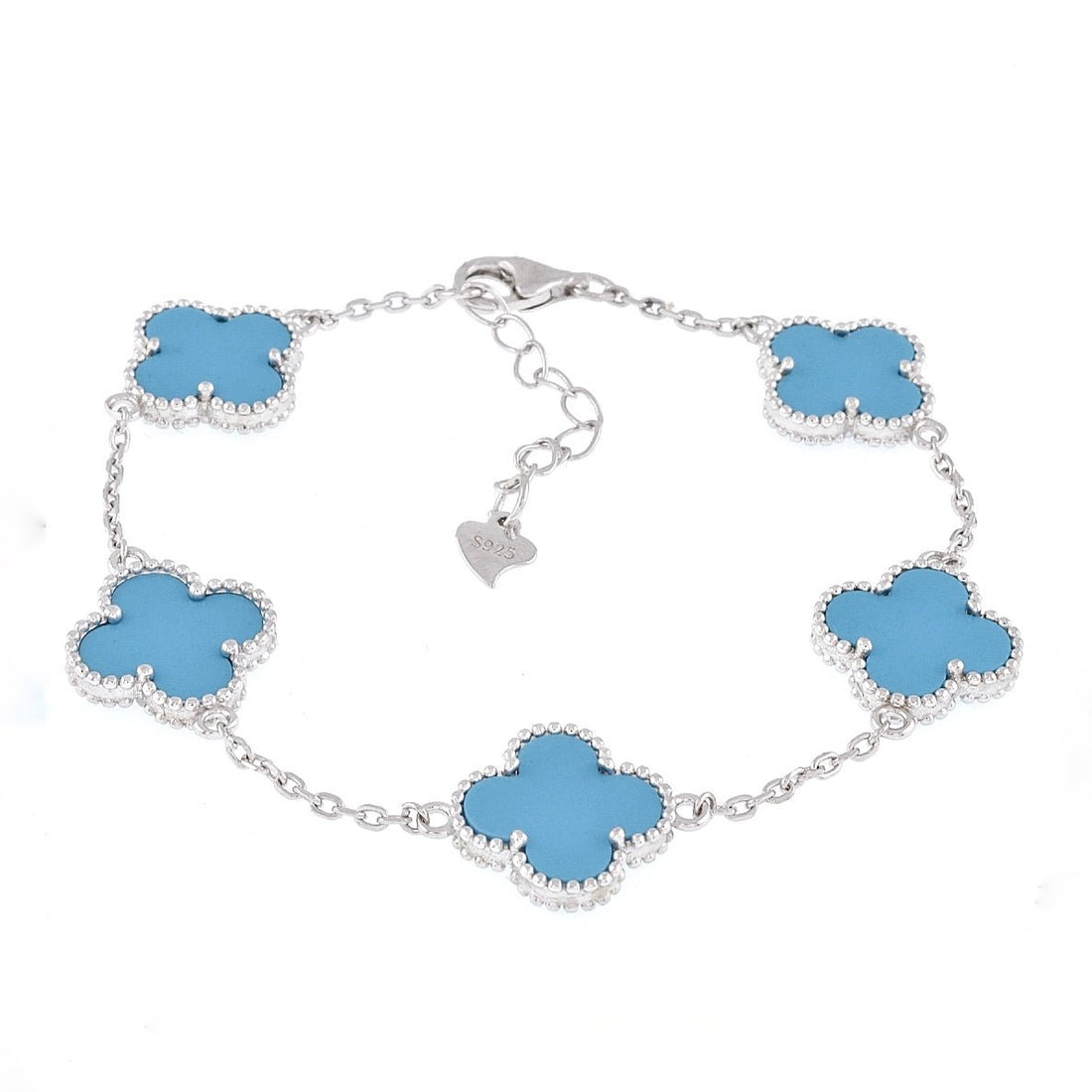 B6000 Blue Agate Clover Bracelet - Selah925.com