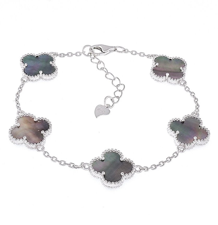 B6000 Gray Clover Bracelet - Selah925.com