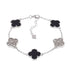 B6001 Black & CZ Clover Bracelet - Selah925.com