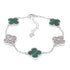 B6001 Green & CZ Clover Bracelet - Selah925.com