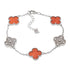 B6001 Red & CZ Clover Bracelet - Selah925.com