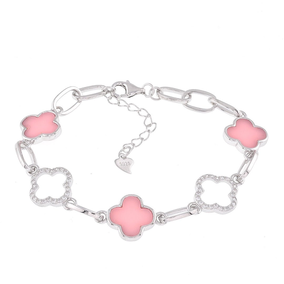 B6011 Clover Salmon Paper Click Bracelet - Selah925.com