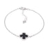 B6012 CZ Border Black Clover Bracelet - Selah925.com