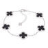 B6013 CZ Border Black Clover Bracelet - Selah925.com