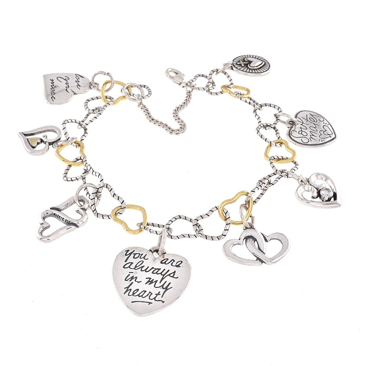 BC4003 Heart Bracelet with Charms - Selah925.com