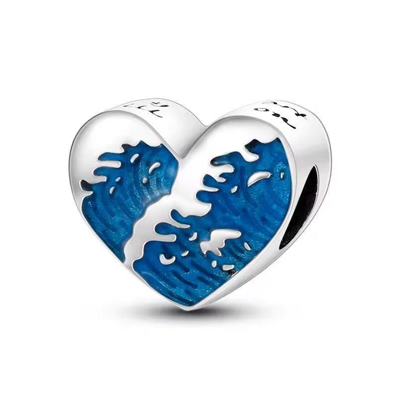 C8033 Waves Heart CZ Charm - Selah925.com