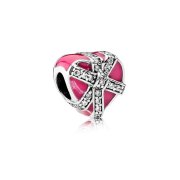 C8252 Pink Heart Gift Charm - Selah925.com