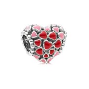 C8254 Red &amp; Pink Hearts Charm - Selah925.com