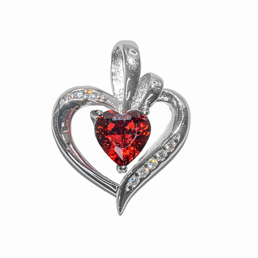 CP1010 Red CZ Heart Pendant - Selah 925