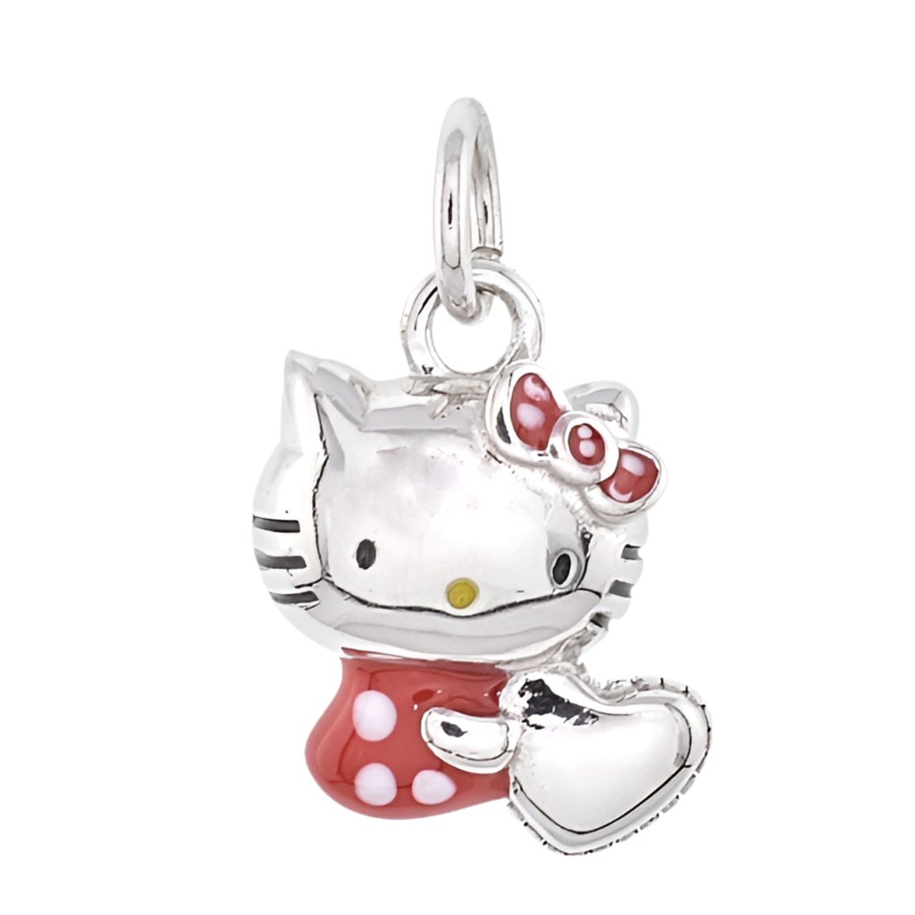 CP2040 Kitty Retro Rhodium Charm - Selah925.com