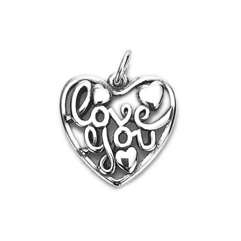 CP2043 Love You Heart Charm - Selah925.com