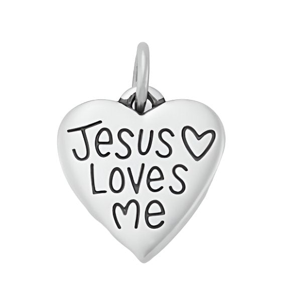 CP2053 Jesus Love Me Rhodium Plated Charm - Selah925.com