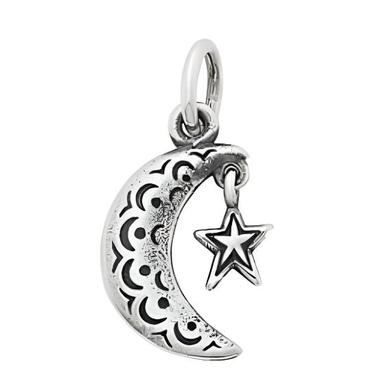 CP2060 Moon Rhodium Plated Charm - Selah925.com