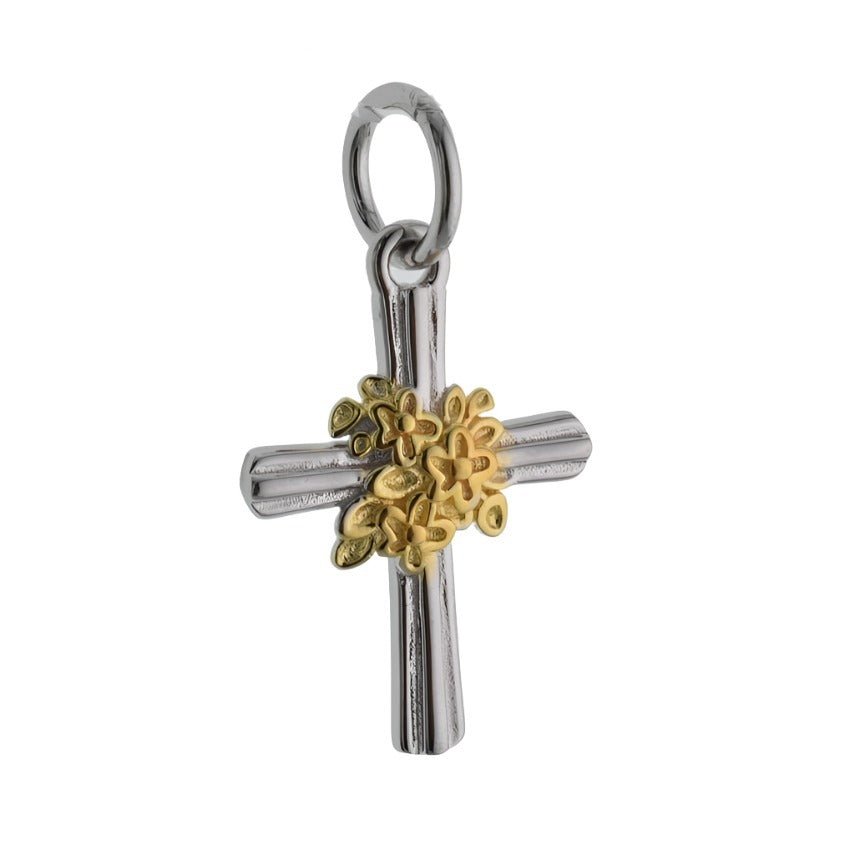 CP2064 Cross Rhodium Plated Charm - Selah925.com