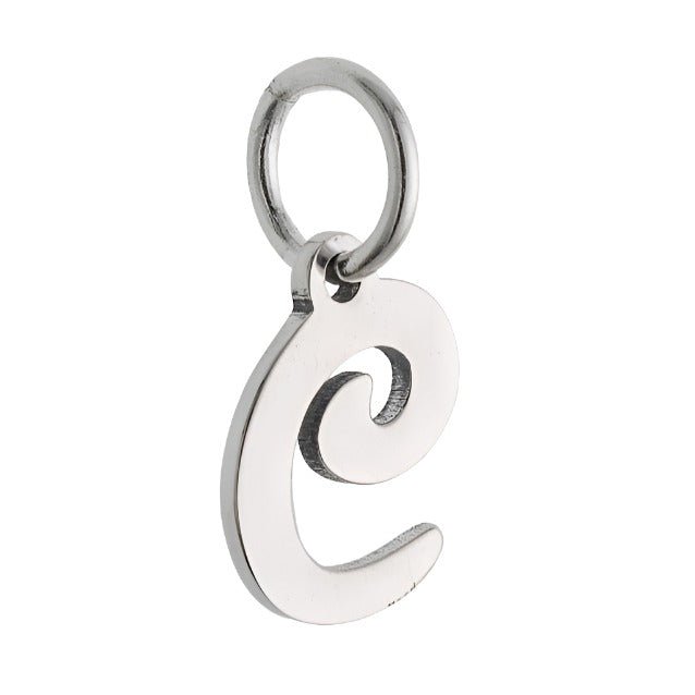 CP2066 Letter Charm Rhodium c - Selah925.com