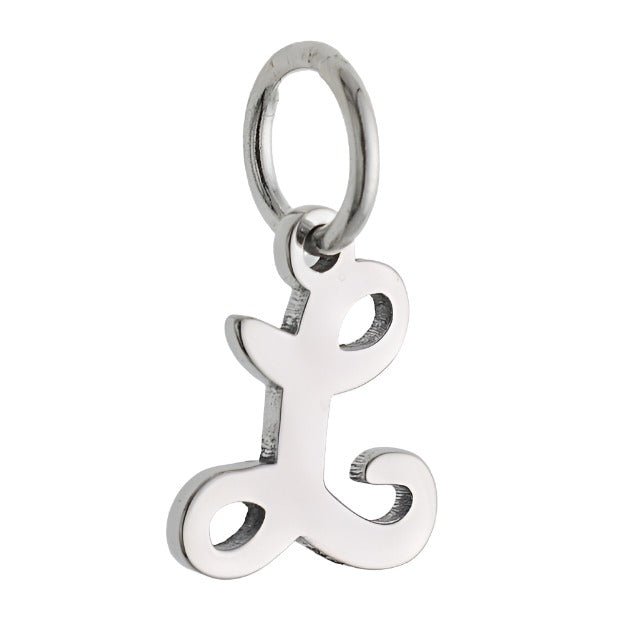 CP2066 Letter Charm Rhodium l - Selah925.com