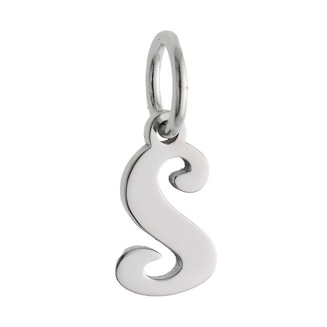 CP2066 Letter Charm Rhodium s - Selah925.com