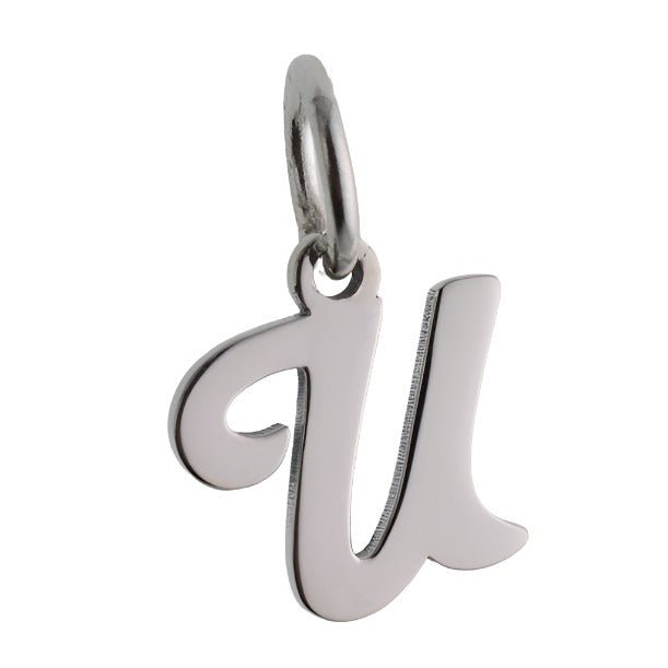 CP2066 Letter Charm Rhodium u - Selah925.com