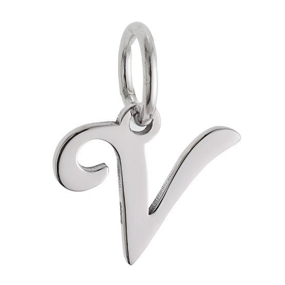 CP2066 Letter Charm Rhodium v - Selah925.com