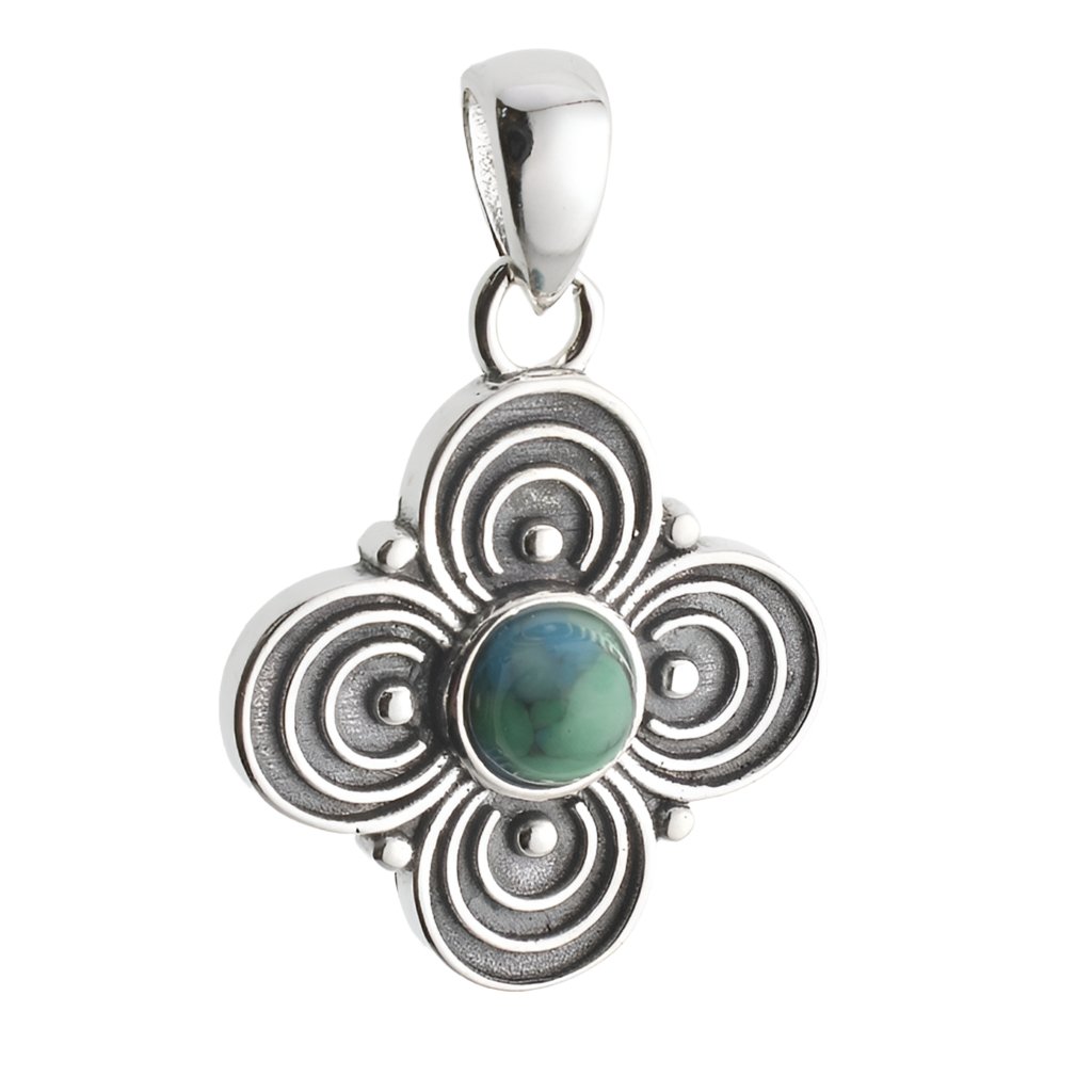 CP2069 Turquoise Antique Trevol Charm - Selah925.com