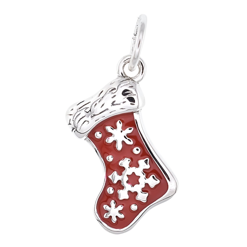 CP2133 Red Christmas Stocking Charm - Selah925.com