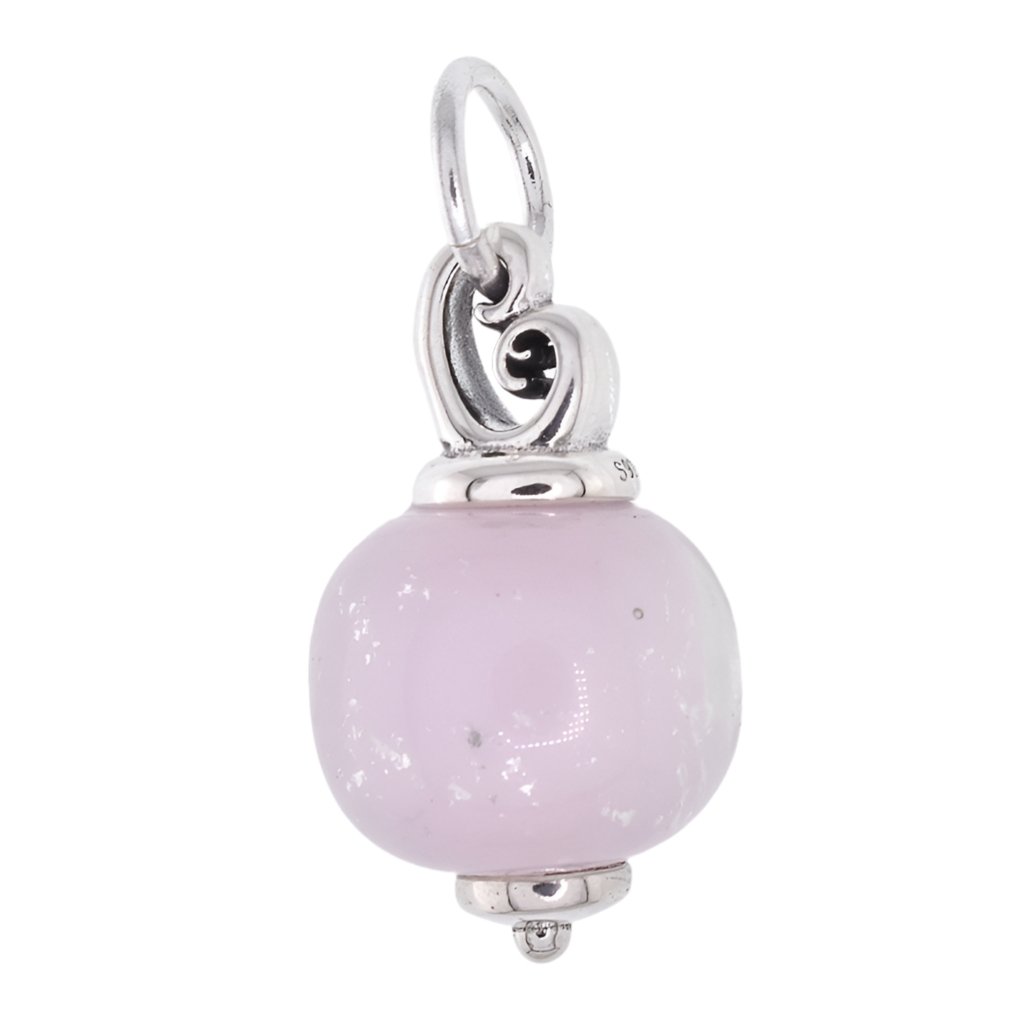 CP2194 Pink Heart Glass Charm - Selah925.com