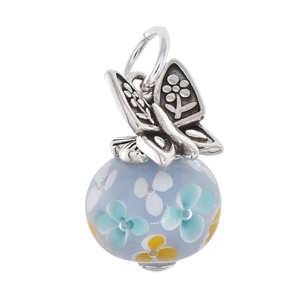 CP2197 Blue Butterfly Glass Charm - Selah925.com