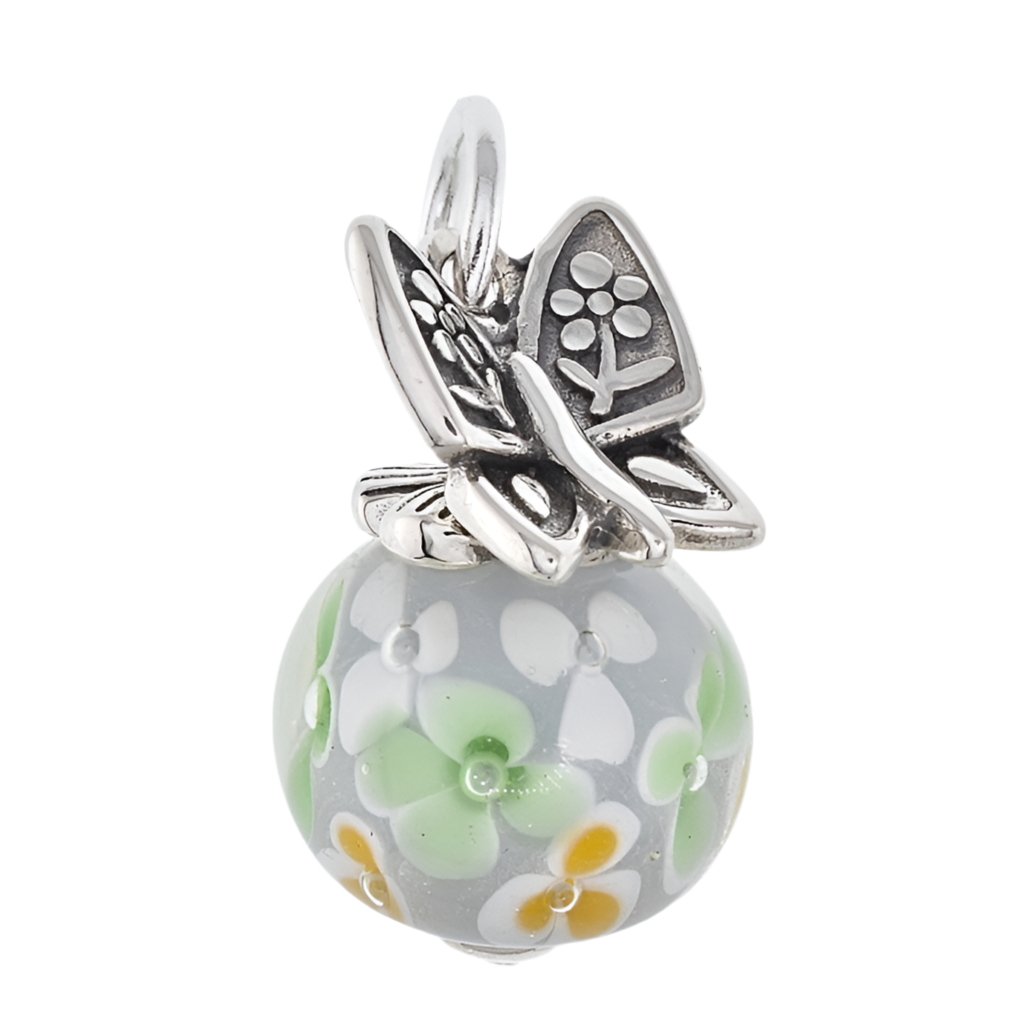 CP2197 Green Butterfly Glass Charm - Selah925.com