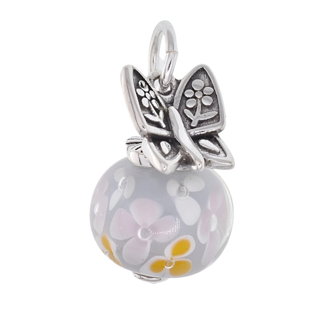 CP2197 Pink Butterfly Glass Charm - Selah925.com