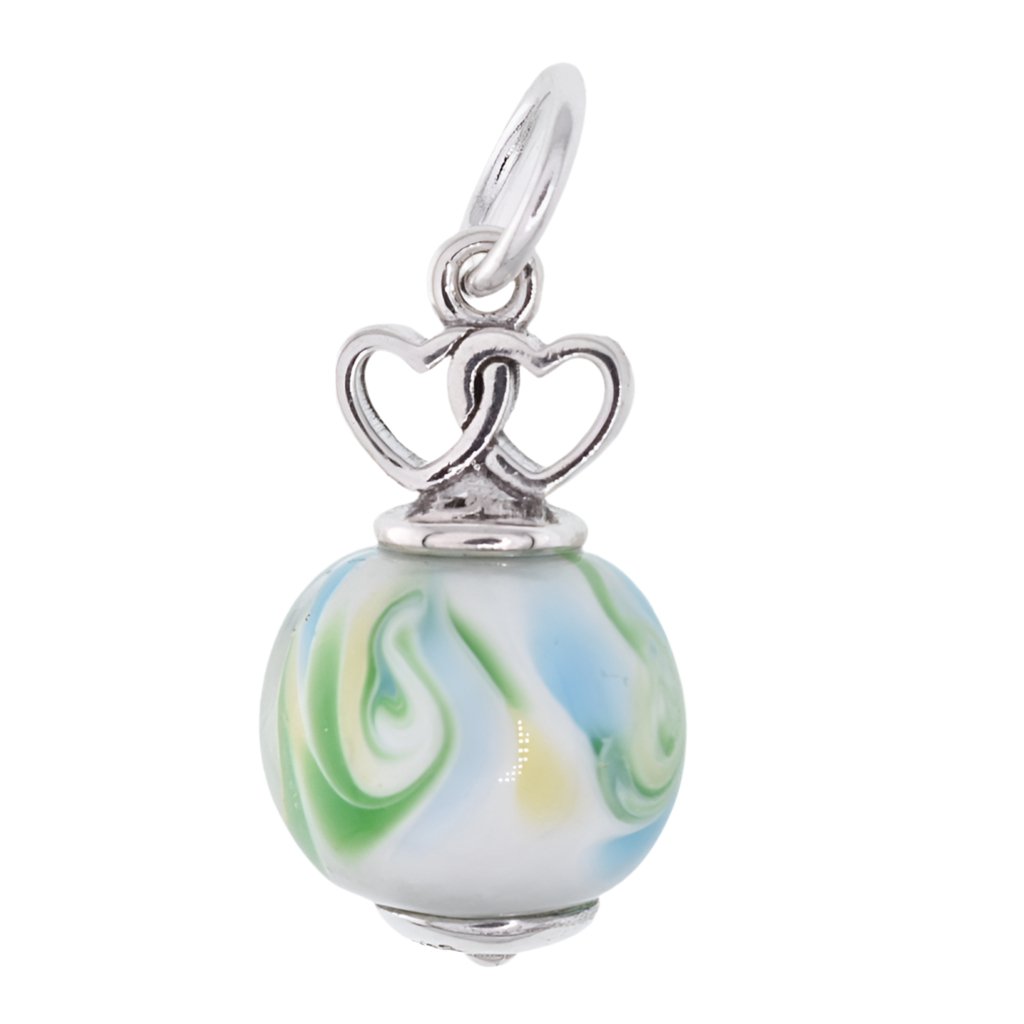 CP2198 Double Heart Lemon Drop Glass Charm - Selah925.com