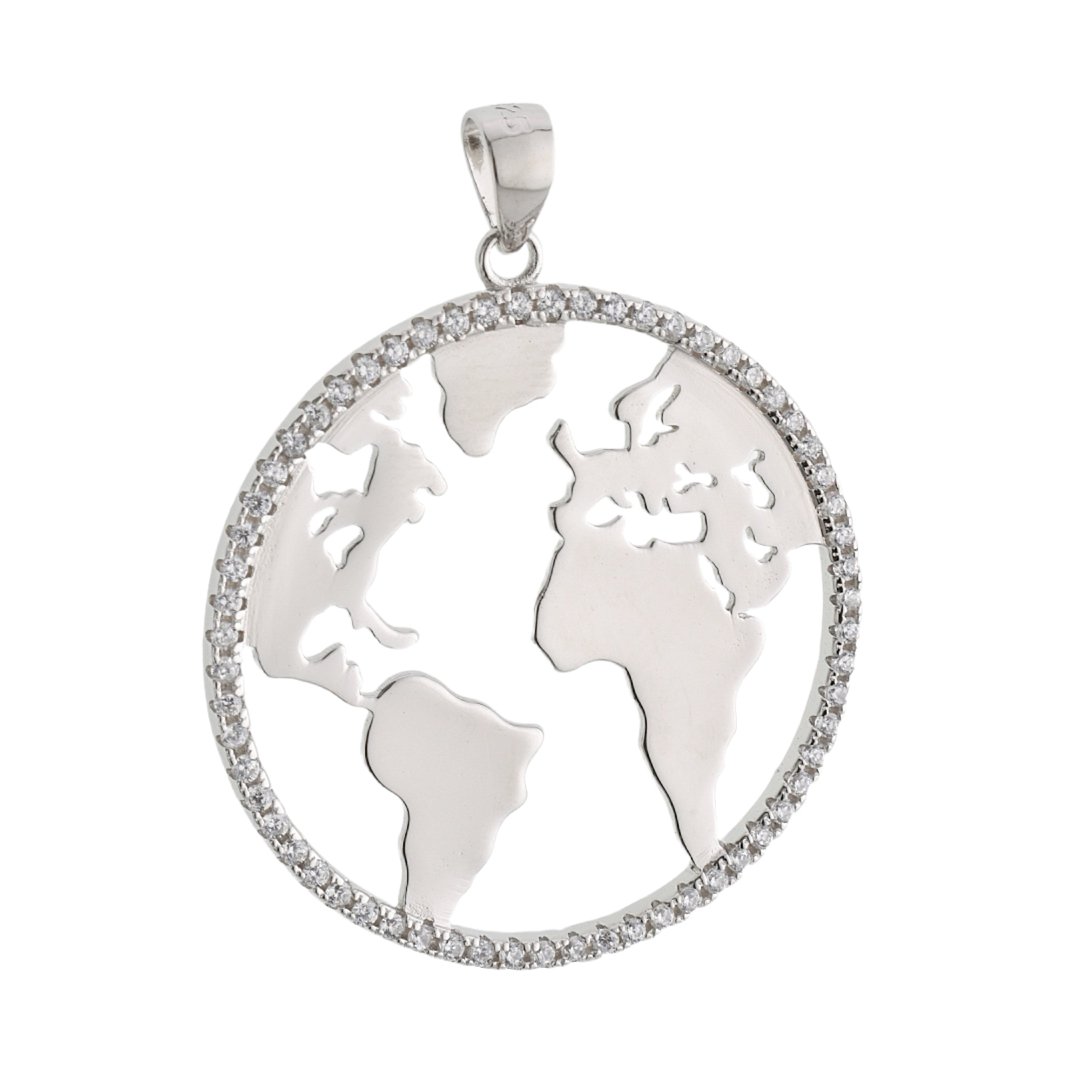 CP3043 World Map Pendant - Selah925.com