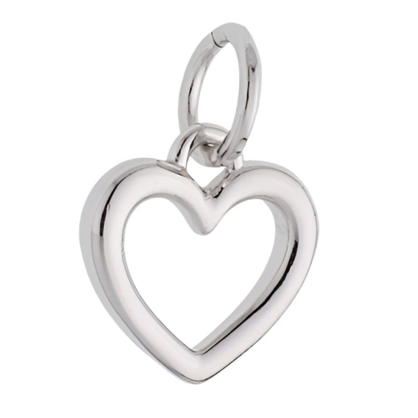 CP3054 Open Wire Heart Rhodium Charm - Selah925.com