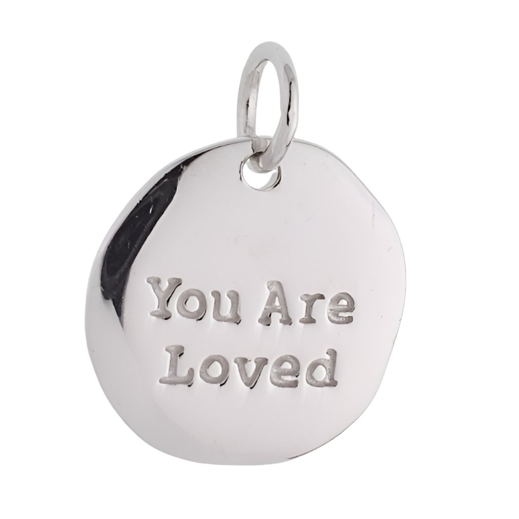 CP3058 &quot;You Are Loved&quot; Rhodium Charm - Selah925.com