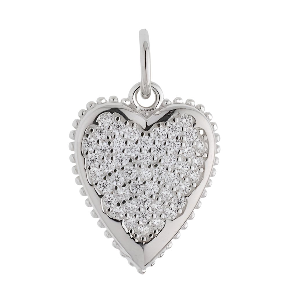 CP3062 CZ Heart Rhodium Charm - Selah925.com