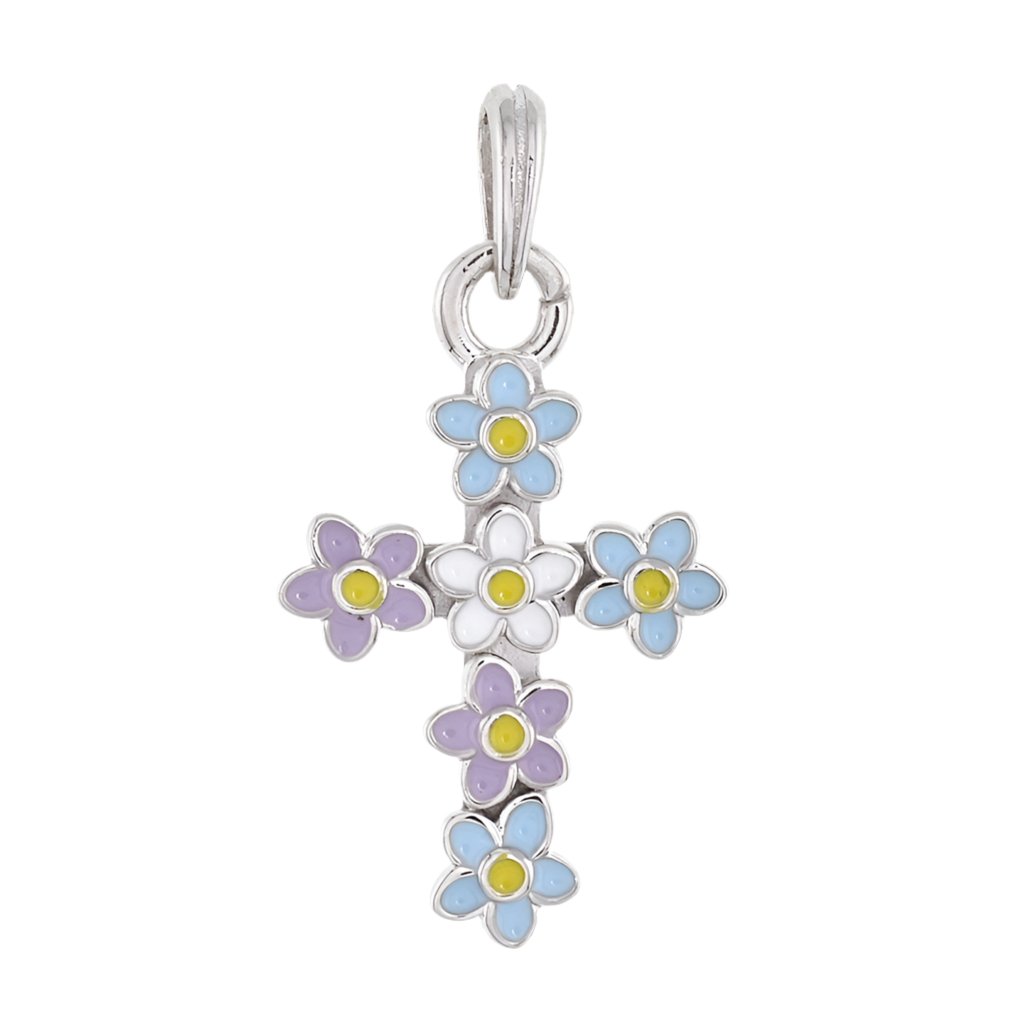 CP3068 Blue &amp; Purple Cross Charm - Selah925.com