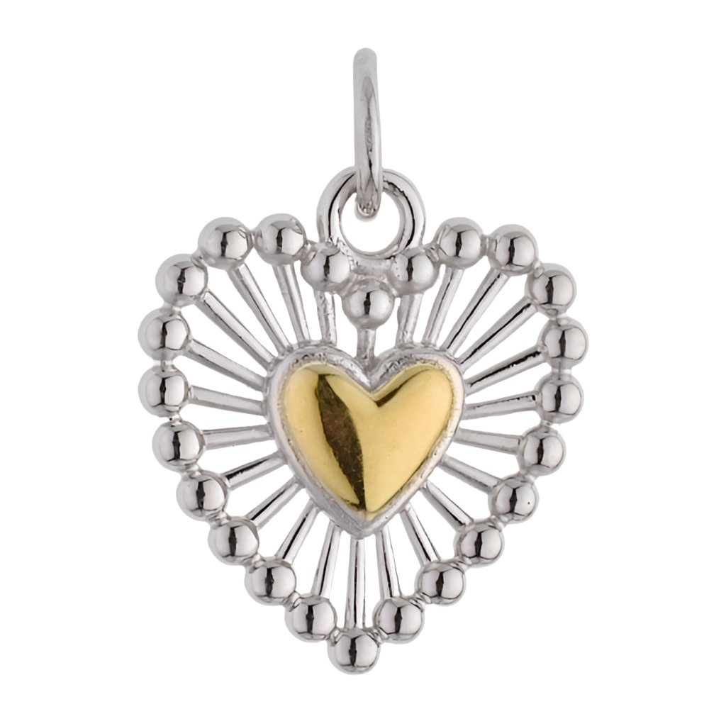 CP3073 Shinning Heart Rhodium Charm - Selah925.com