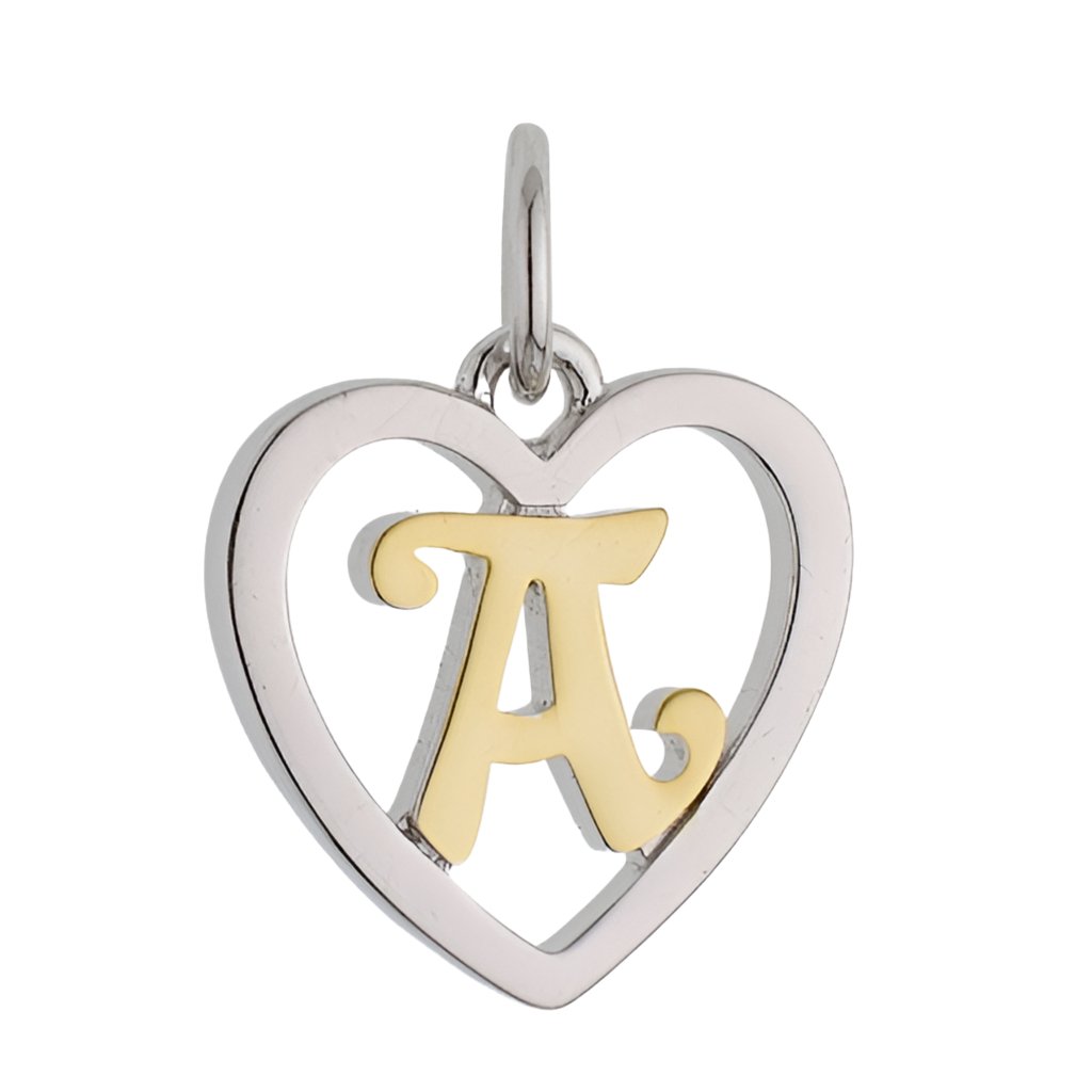 CP3074 Gold Letter A Heart Charm - Selah925.com