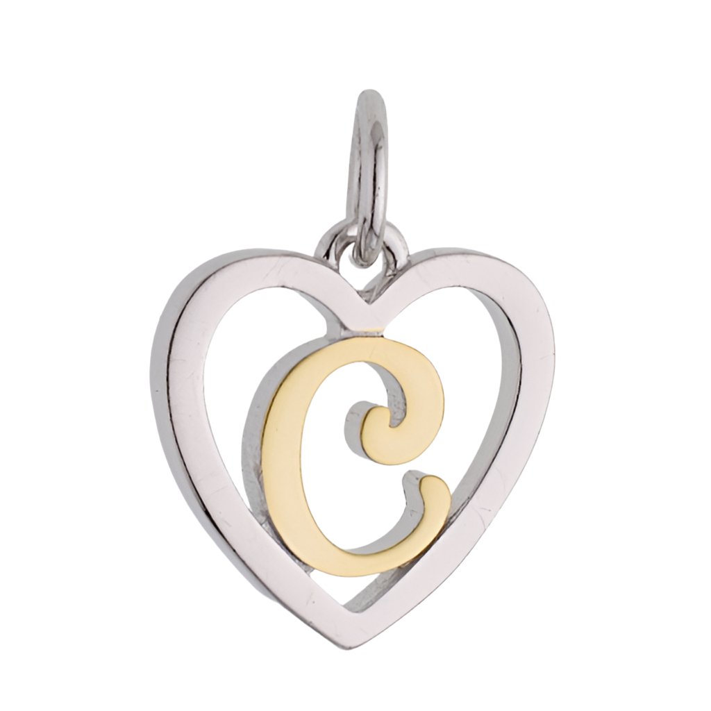 CP3074 Gold Letter C Heart Charm - Selah925.com