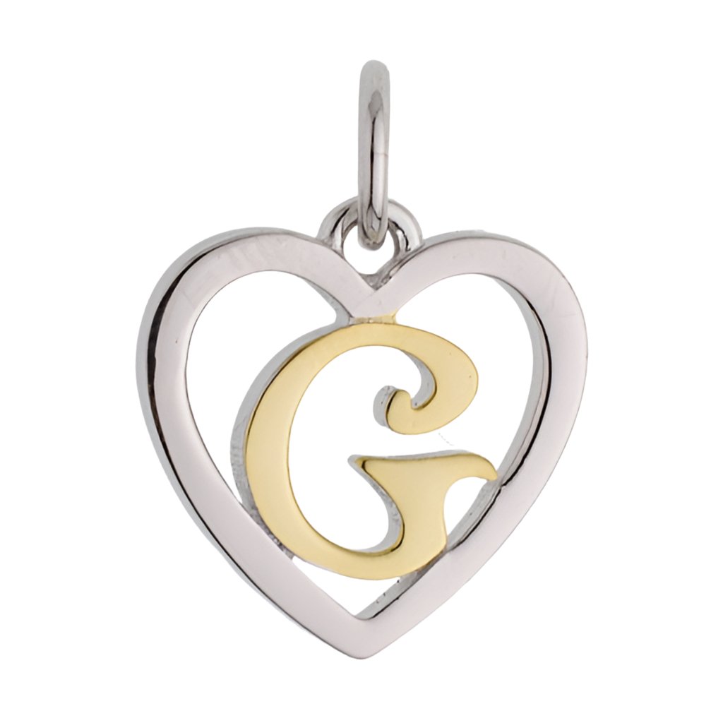 CP3074 Gold Letter G Heart Charm - Selah925.com