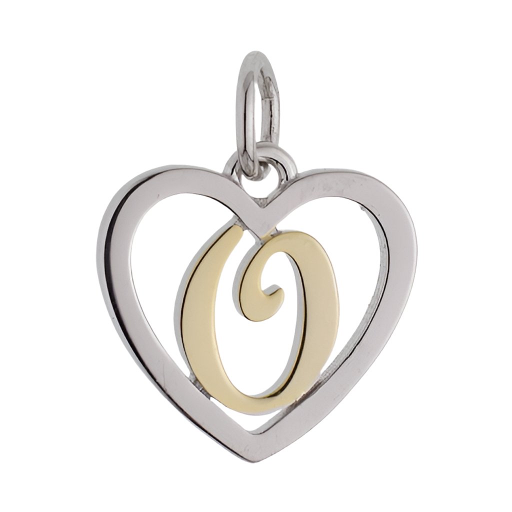 CP3074 Gold Letter O Heart Charm - Selah925.com