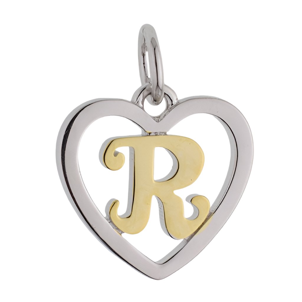 CP3074 Gold Letter R Heart Charm - Selah925.com