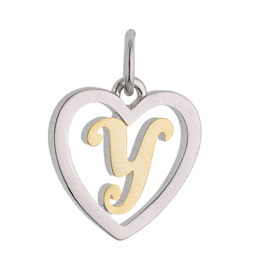 CP3074 Gold Letter Y Heart Charm - Selah925.com