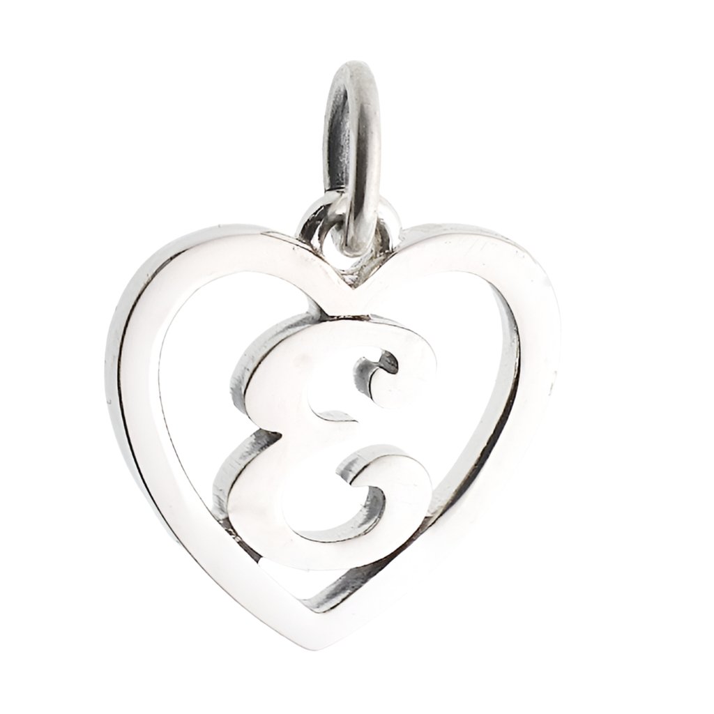 CP3074 Letter E Heart Charm - Selah925.com