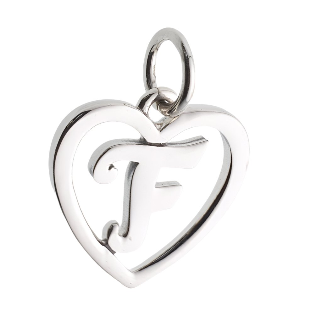 CP3074 Letter F Heart Charm - Selah925.com