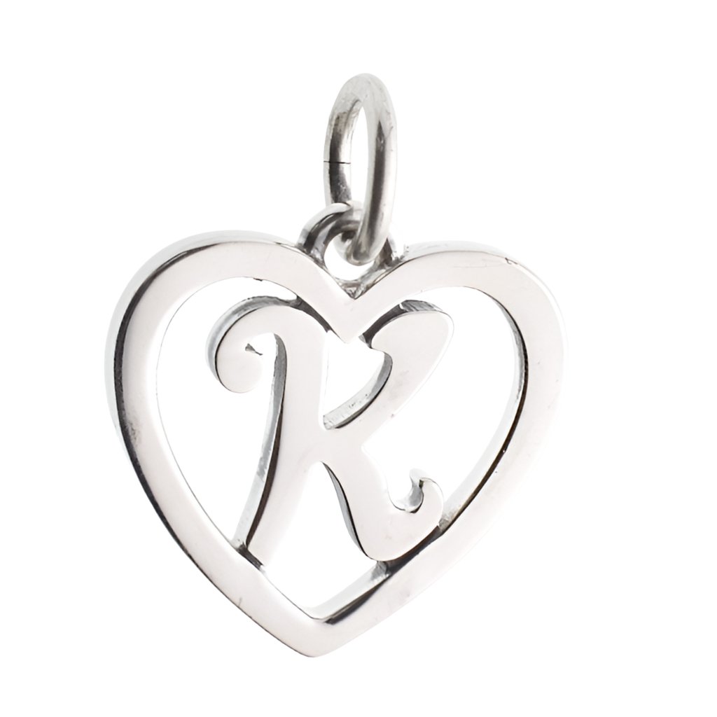 CP3074 Letter K Heart Charm - Selah925.com