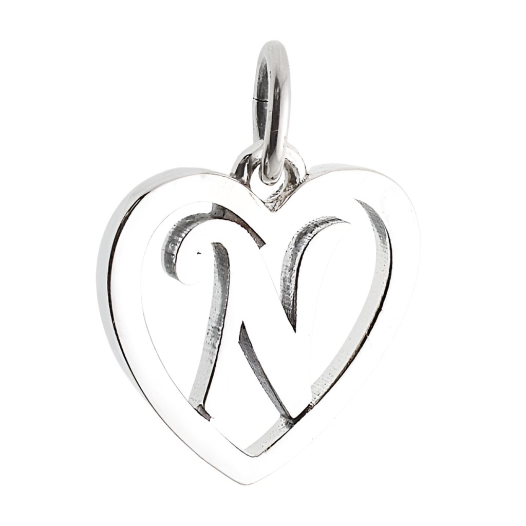 CP3074 Letter N Heart Charm - Selah925.com