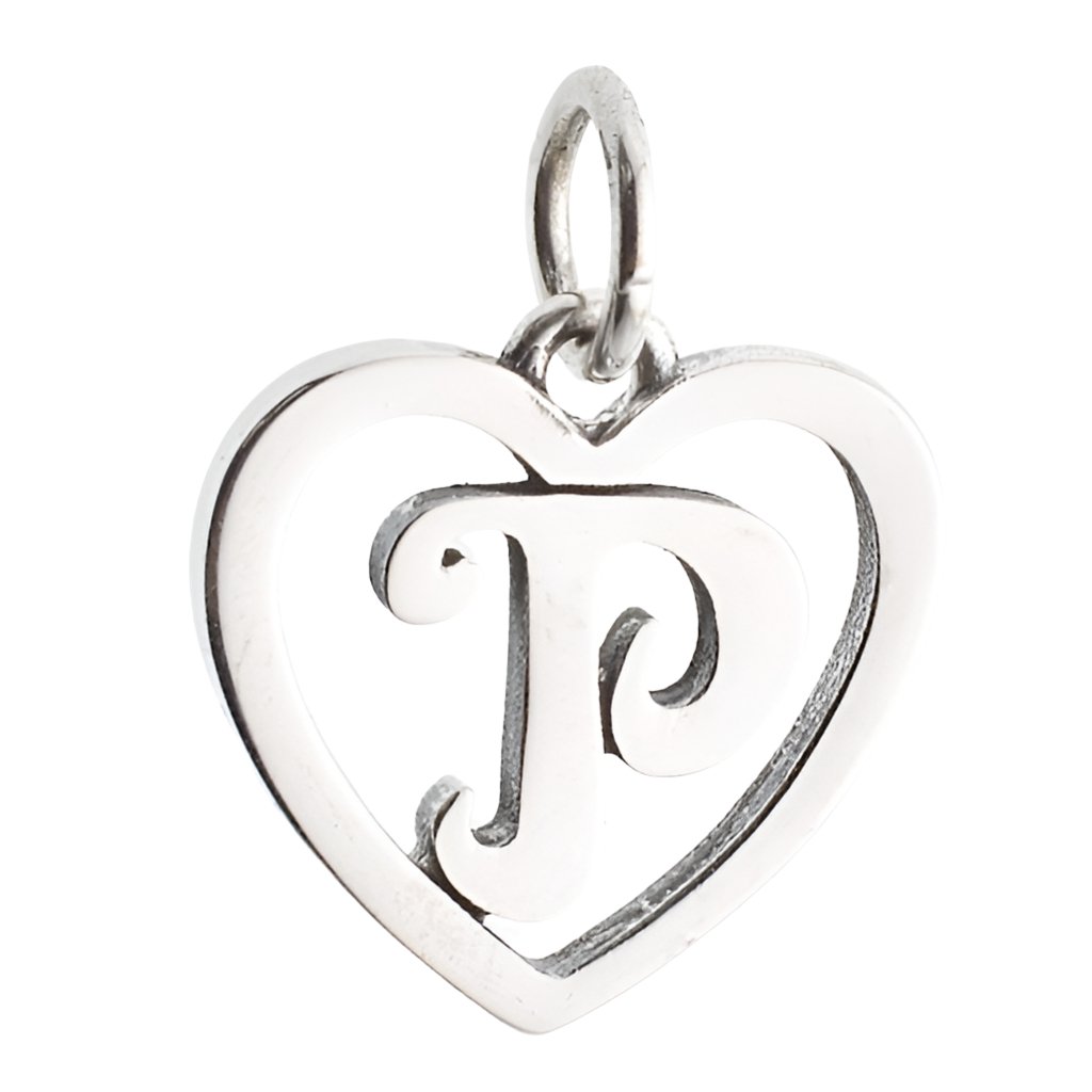 CP3074 Letter P Heart Charm - Selah925.com